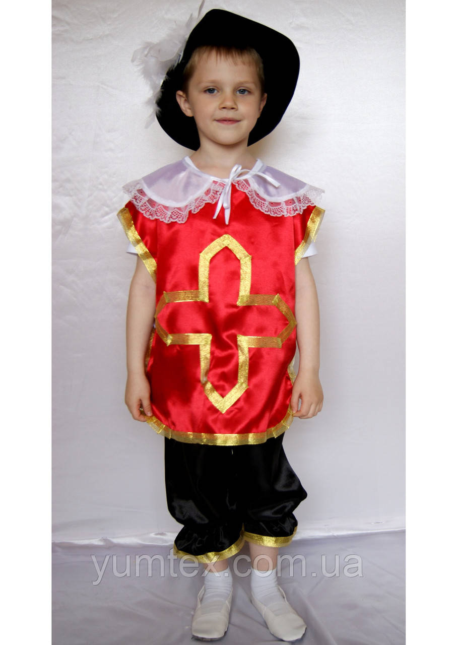 Карнавальний костюм Мушкетер No1 (червоний) 98-122 см, фото 1