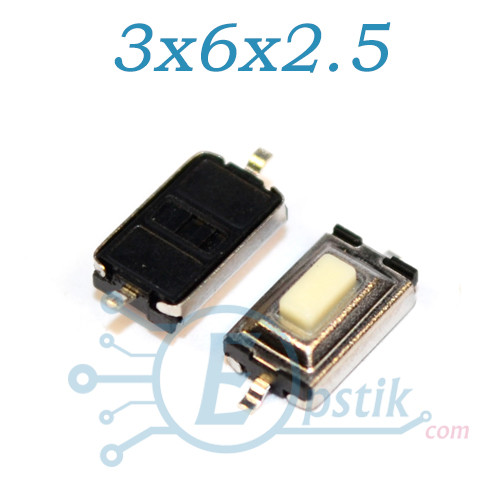 Кнопка тактовая 3x6x2.5мм 2pin SMD - фото 1 - id-p364743231