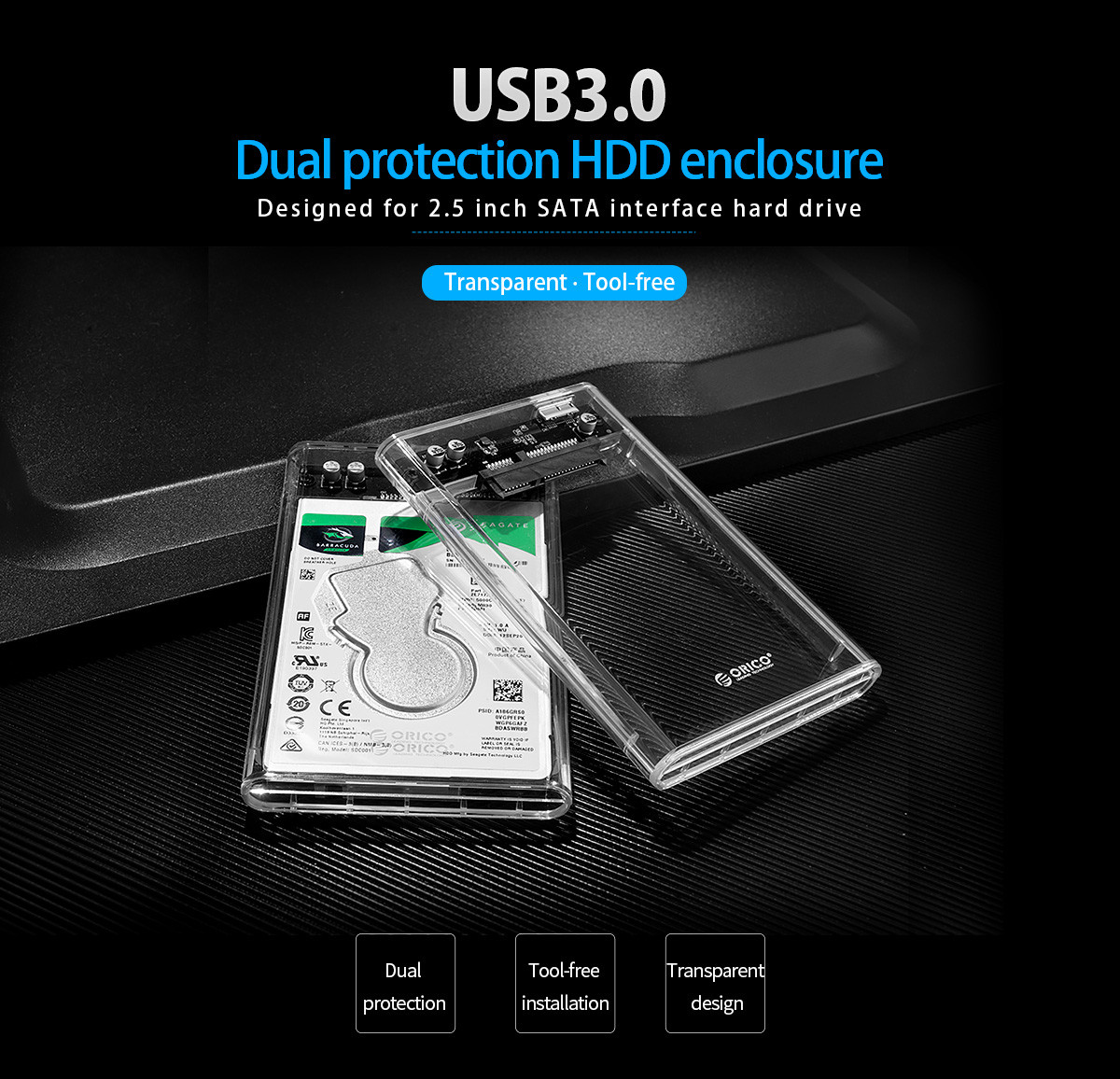 Кишеня для жорстких дисків HDD, SSD Orico 2,5 2139U3" c роз'ємом USB3.0