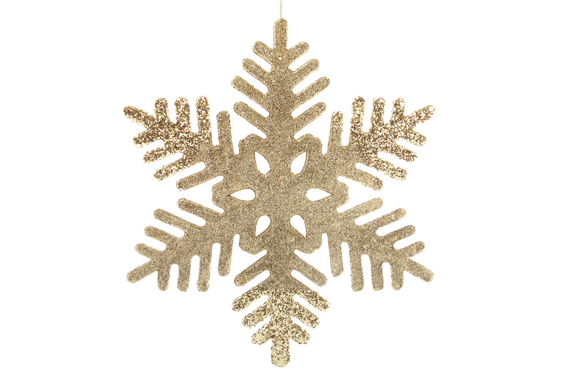 Новорічний декор Сніжинка 26 см, колір — золото 787-211