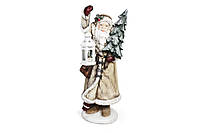 Новогодняя фигура Санта с елкой с LED-подсветкой и фонариком 41*44*98см, бежевый, керамика, 1шт. (820-137)
