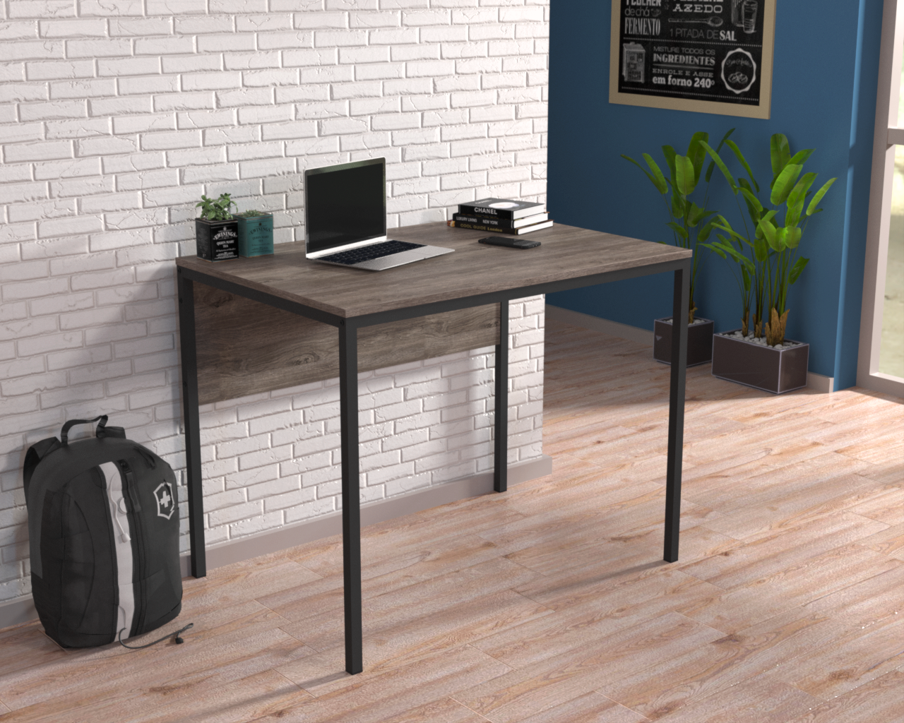 Современный Письменный стол без тумб минимализм лофт L-2p mini Loft Design - фото 2 - id-p650582270