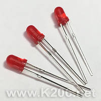 LED-3MM-RED-LEG17MM Светодиод 3mm; красный; 625-630nm; 500-700mcd; 60°; 1.6-2.0V; корпус красный диффузный