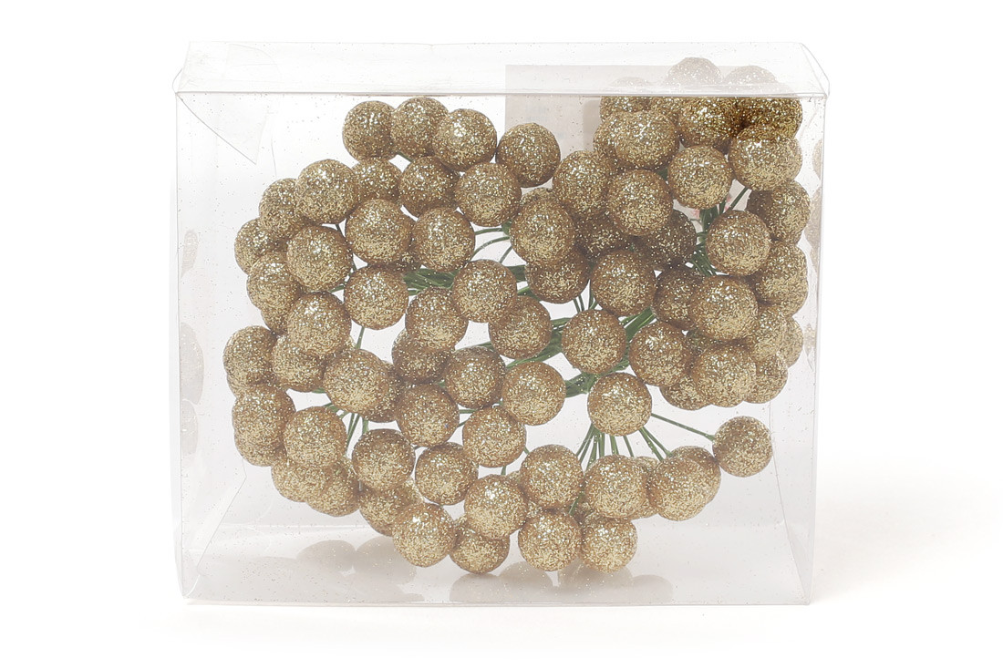 Набір декоративних ягід 12мм, 96шт, колір - яскраве золото ТОВАР ВІД ВИРОБНИКА
