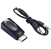 Конвертер Перехідник HDMI у VGA + Аудіо Адаптер Відео + Звук