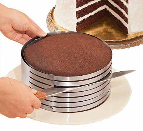 Форма-кільце для нарізки коржів розсувні  прорізів для рівного нарізання торту D=160-200мм, фото 1