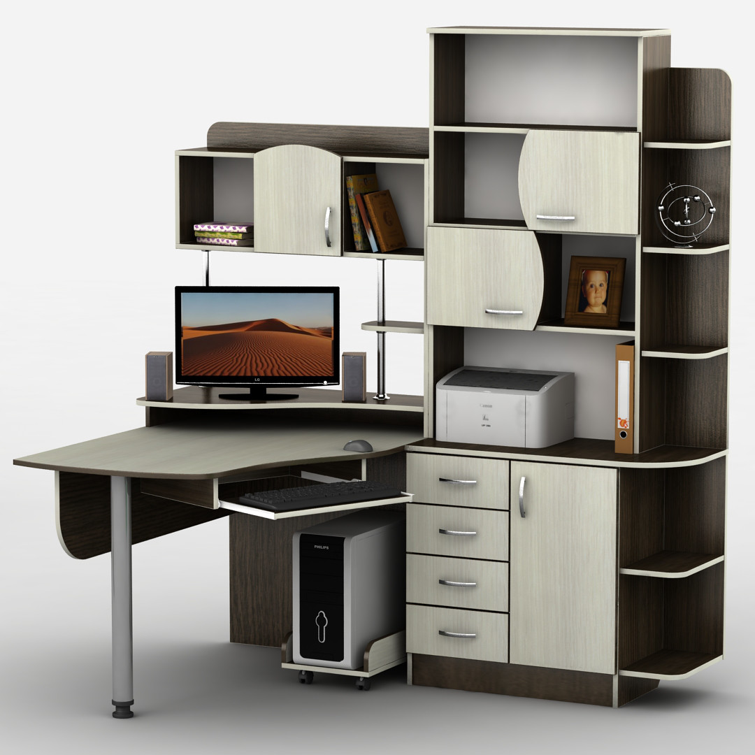 Стіл комп'ютерний кутовий 180х120х200 см. Тиса-8, (Класік+Бюджет), фото 1