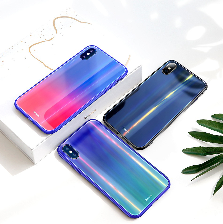 Чохол для Apple iPhone X XS Baseus Laser Luster Glass