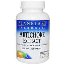 Артишок екстракт 500 мг 120 таб для печінки, жовчного міхура Planetary Herbals (USA)