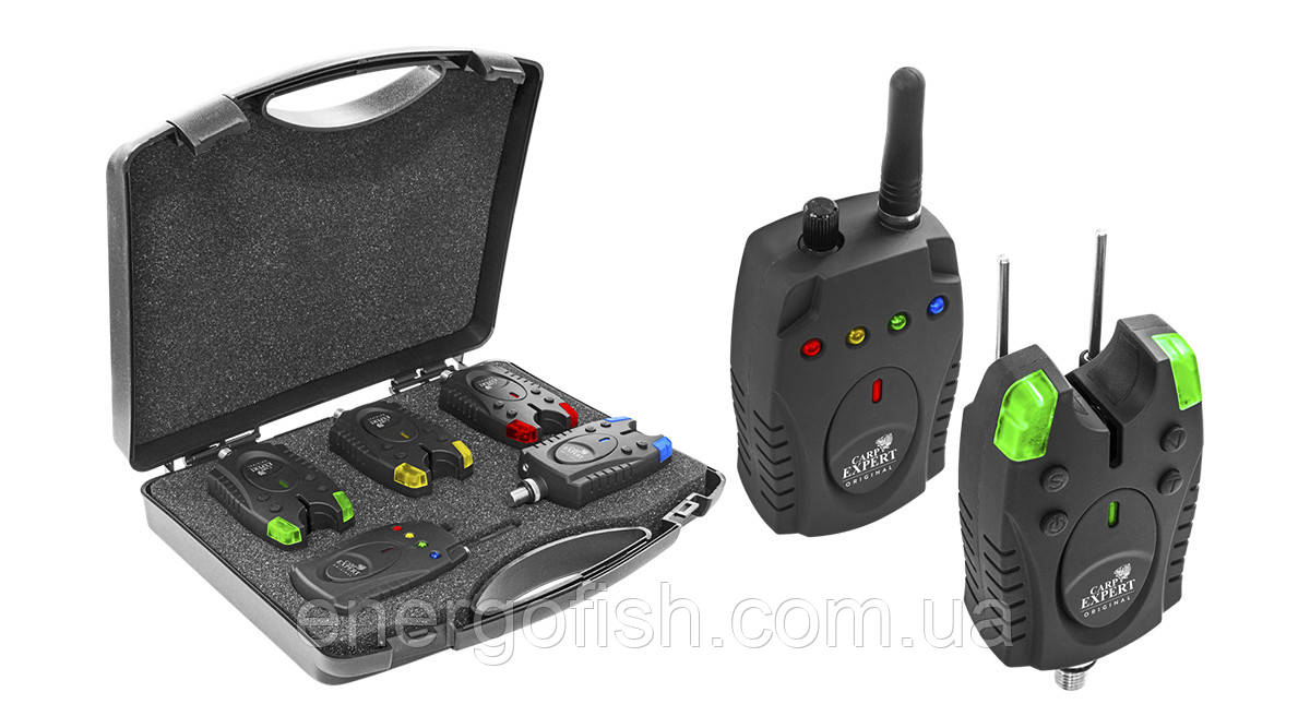 Набір сигналізаторів в кейсі Carp Expert Piave Wireless Bite Alarm Set 150 м 3+1 (78000631), фото 1