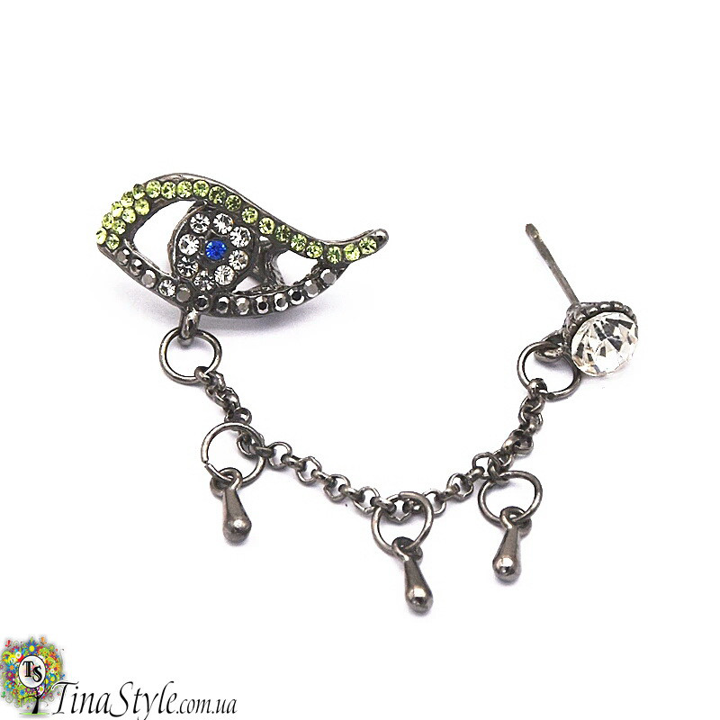 Каф на вухо Око амулет пензликом кристал Елегантний Панк Готічний Earcuff Кліп-каф сережки ШИК Кліпс