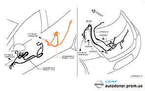 Дріт двері задньої лівої колонки BOSE Nissan Leaf AZE0 (13-17) 24127-3NF1A, фото 3