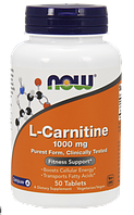 L-карнітин, L-Carnitine, Now Foods, 1000 мг, 50 таблеток