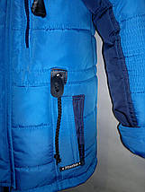 Зимова куртка синя на хлопчика 5,6,7,8,9 років натуральне хутро, фото 3