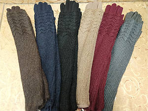 (50 cm) Довгі в'язання шерсті трикотаж жіночі рукавички тільки гуртом