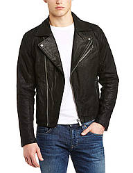 Чоловіча натуральна шкіряна косуха Umberto leather Jacket чорного кольору !Solid в розмірі M