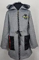 Модний кардиган для дівчинки світло-сірий Бджілка на змійці 128,128,134см щільне тепле в'язання