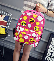 Шкільний тканинний рюкзак зі смайликами, фото 4