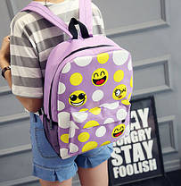Шкільний тканинний рюкзак зі смайликами, фото 5