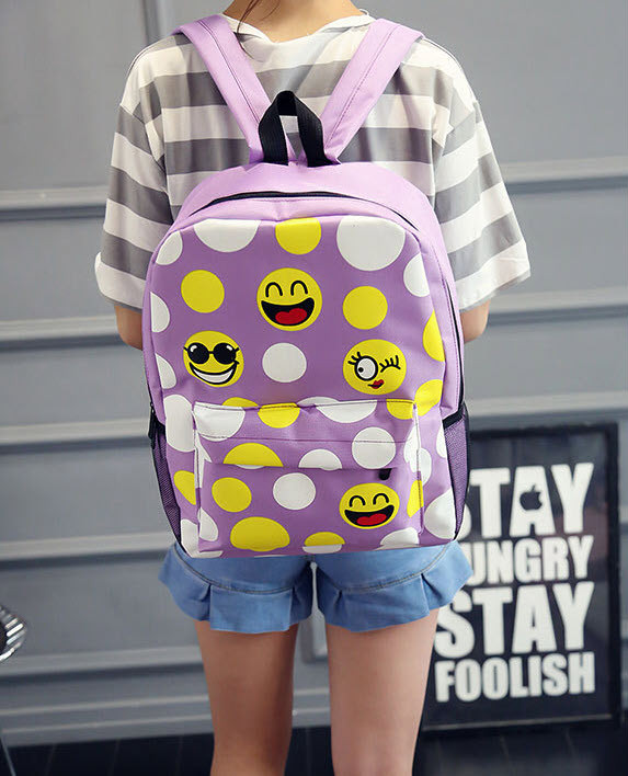 Шкільний тканинний рюкзак зі смайликами