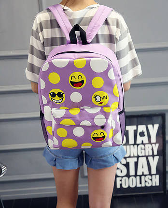 Шкільний тканинний рюкзак зі смайликами, фото 1