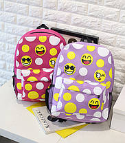 Шкільний тканинний рюкзак зі смайликами, фото 2
