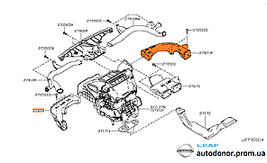 Бічний повітропровід вентилятора правий (пасажирська сторона) Nissan Leaf ZE0 / AZE0 (10-17) 27871-3NA0A, фото 2
