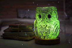 Соляна лампа HealthLamp Філін Зелений <unk> Нічник із природної Солі з регулятором яскравості