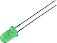 LED-5MM-GREEN (LGA33G400) Светодиод 5mm; зеленый; 570nm; 400-600mcd; 60°; 1,8~2.2V; корпус зеленый диффузный