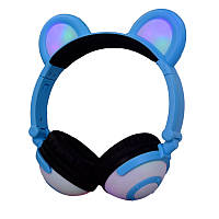 Навушники LINX Bear Ear Headphone Навушники з ведмежими вушками LED-підсвітка 350 mAh Блакитний (SUN1861)