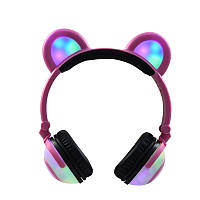 Наушники LINX Bear Ear Headphone Наушники с медвежьими ушками LED подсветка 350 mAh Розовый (SUN1862)