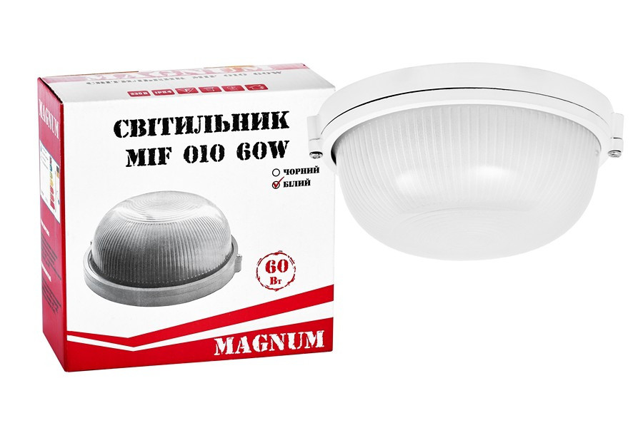 Світильник ЖКГ 60Вт коло IP54 під LED лампу, білий, MAGNUM, MIF010