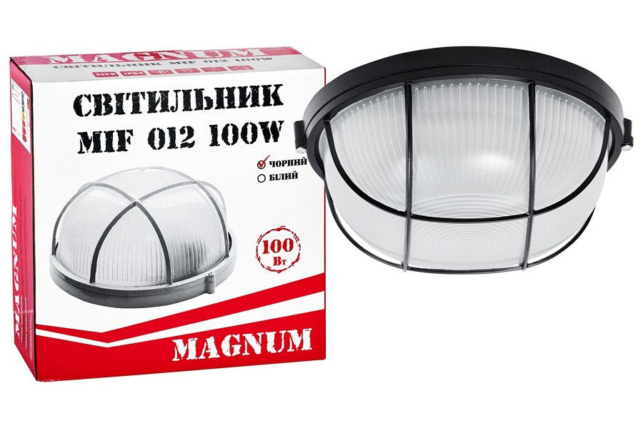 Світильник ЖКГ 100Вт коло з гратами IP54 під LED лампу, MAGNUM, MIF012