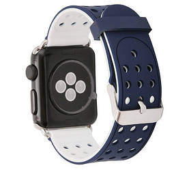 Подвійний ремінець з перфорацією Primo для Apple Watch 38mm / 40mm / 41mm - Navy Blue&White