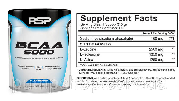 БЦАА RSP Nutrition BCAA 5000 30 порц., фото 3