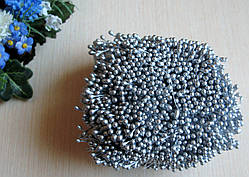 Тичинки глянсові. Колір срібло. 100 ниток — 200 головок