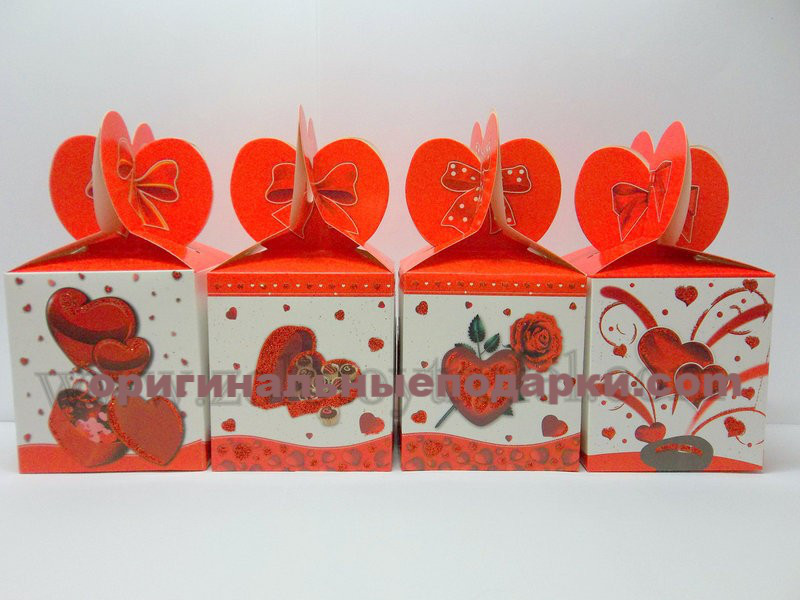Коробка подарункова картонна універсальна " Сердечка" 18 см. * 8.5 см., фото 1
