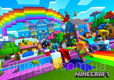 Вафельна картинка для торта, конд.виріб "MineCraft", прямокутна (лист А4)