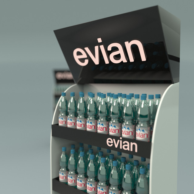 Торгова стійка для води evian