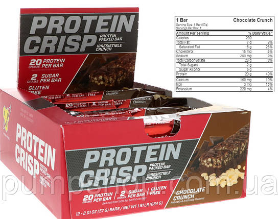 Протеїновий батончик BSN Protein Crisp Bar 1 шт (57 г), фото 2