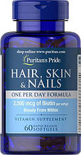 Puritan's Pride Hair, Skin & Nails One Per Day Formula 60 softgels