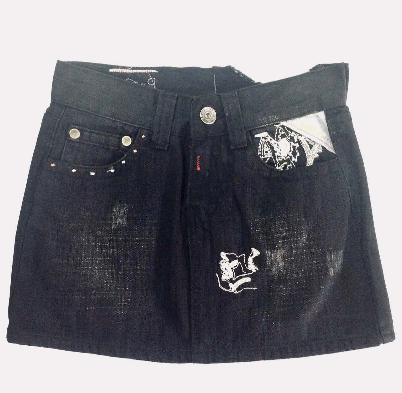 Спідниця жіноча джинсова міні з вишивкою молодіжна