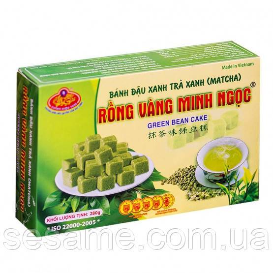 Халва з Маша з зеленим чаєм Матча Rong Vang Minh NgocGreen Bean Cake в коробці 280 г (В'єтнам), фото 1