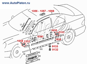 Кліпса кріплення молдингу двері на Мерседес, фото 3