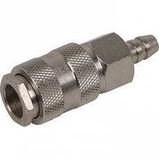 Соединение быстросъемное с клапаном на шланг (елочка) 10 мм Miol 81-239