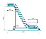 Конвеєр (транспортер) подавальний (завантажний) з пластиковою модульною стрічкою й бункером , фото 2
