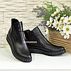 Жіночі чорні шкіряні черевики на товстій підошві, фото 3