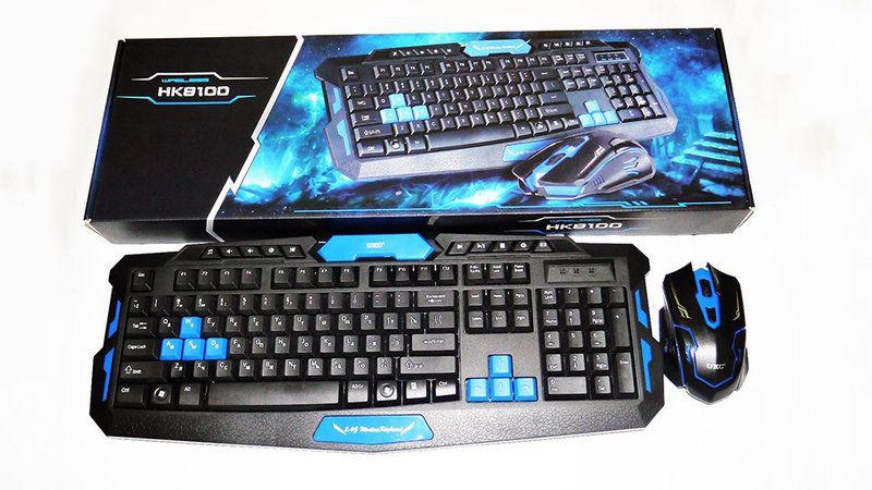 Комплект бездротової (KB+Mouse) UKC HK-8100 Black, (Eng / Pyc), 2.4 G, Box
