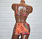 Великий розмір 60 роздільний помаранчевий купальник для жінок, леопардовий принт, на зав'язках, фото 3