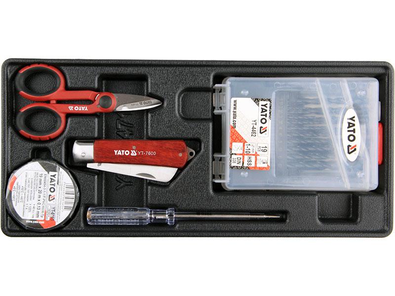 Вставка в инструментальный шкаф YATO:сверла 1-10мм, ножницы, нож, отвертка-индикатор, 23ед. - фото 1 - id-p772780283